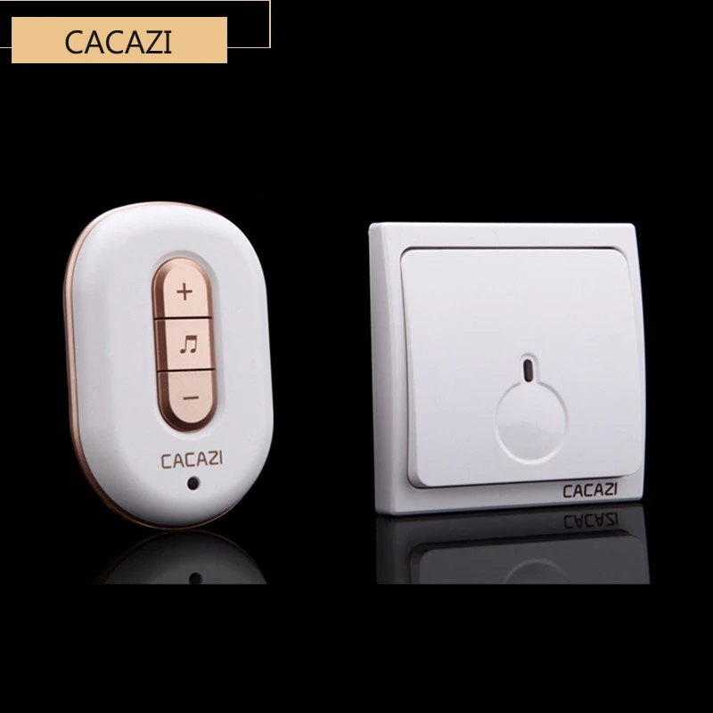 

CACAZI IP44 Waterproof Wireless Doorbell 280M Range with 48 Chimes Tone 6-Level Volume with 1 Push Button and 1 Receiver