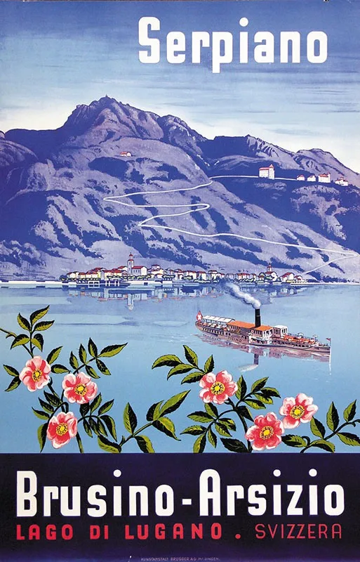 Швейцария Швейцарский Tessin туристические плакаты Lago di Lugano классические настенные
