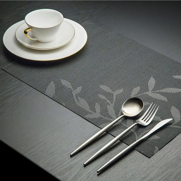  Fyjafon 4/6pieces Kitchen Table Mats Set Heat Protection PVC Table Mat Placemats Anti-slip Table Ma