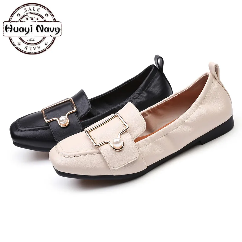 

New Flats Fashion Square Toe Fresh Color Office Lady Weekends Shoes Slip On Soft Bottom Loafers Women Flat Heel Square Buckle