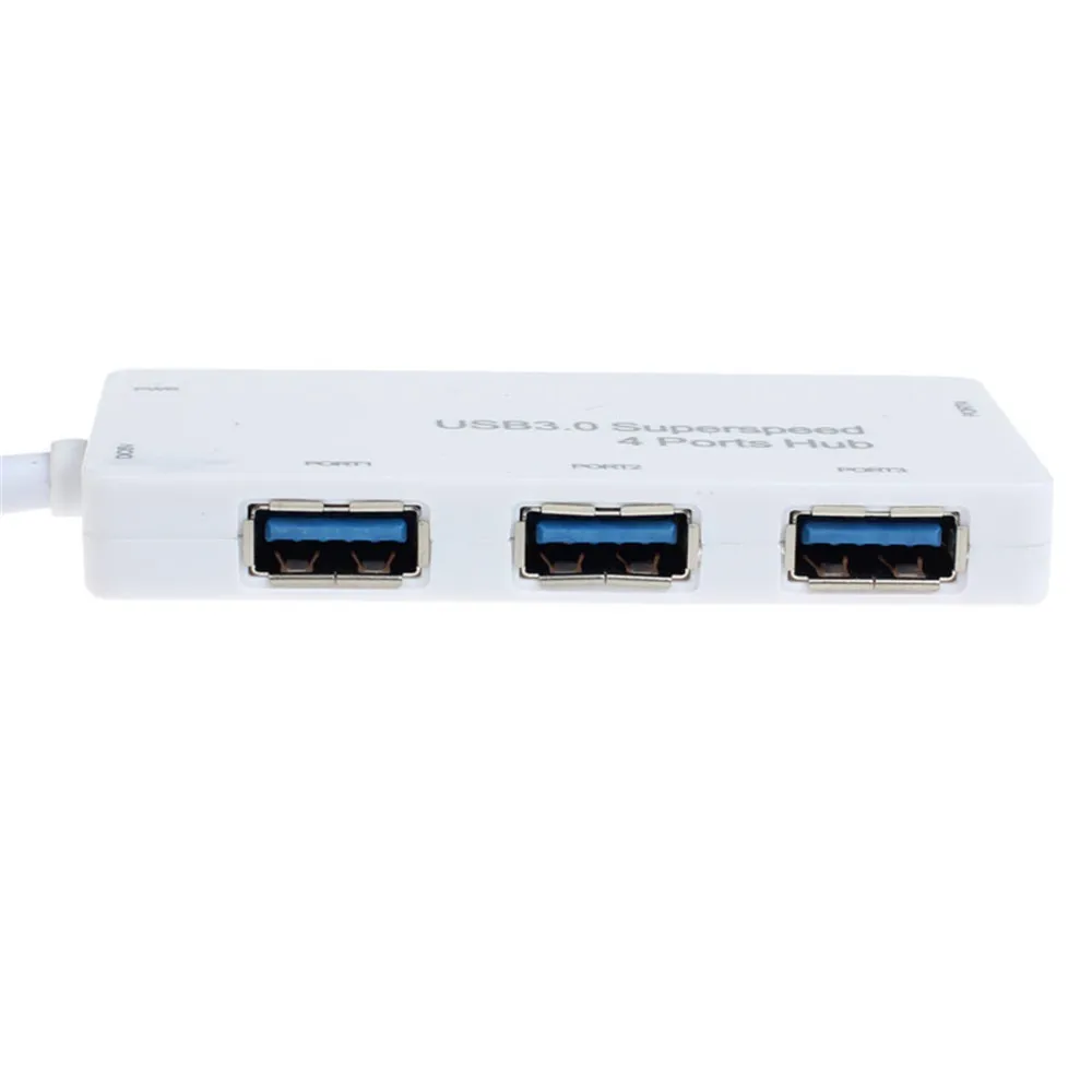 USB 3,0 4-Порты и разъёмы супер Скорость компактный концентратор адаптер с разъемом Micro-USB Порты и разъёмы для зарядки для ПК iMac НОУТБУК док-станция USB 3,0 адаптироваться - Цвет: White