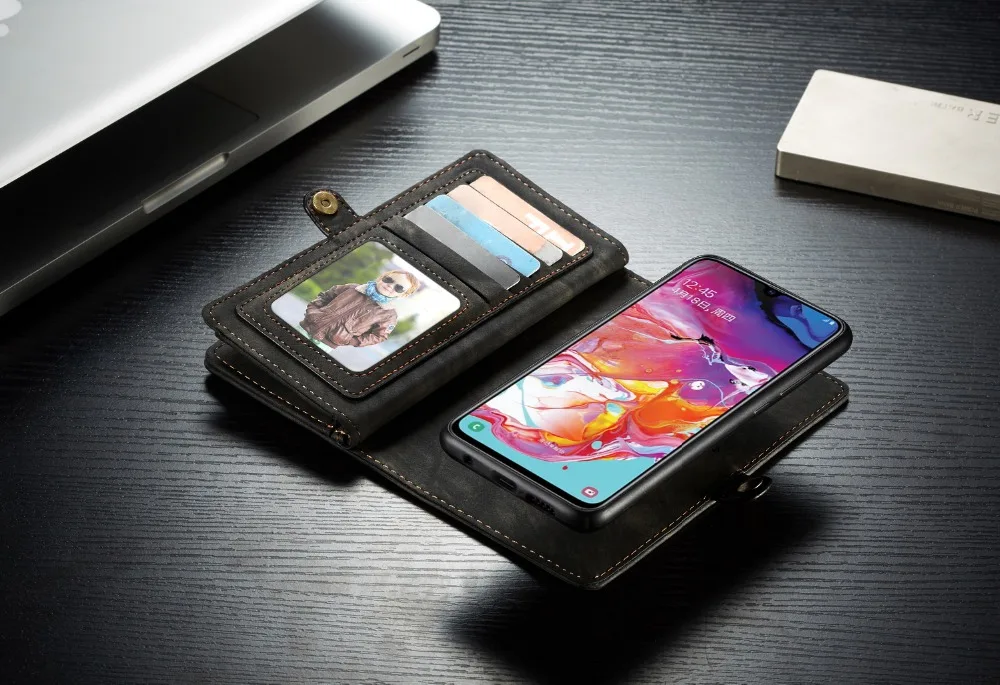 Магнитный чехол-кошелек для samsung Galaxy A20 A30 A40 A50 A60 A70, чехол-книжка, съемный кожаный чехол-кошелек, 2 в 1, чехол для телефона A20