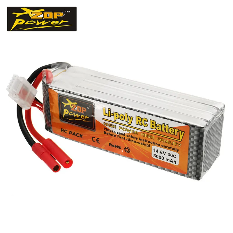 

High Quality ZOP Power 14.8v 5000mah 30c 4S Lipo Battery Banana Plug for Helicopter Quad Car Li-ion Batteries for RC Toys Accs