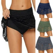 Сексуальная Пляжная накидка юбка женский черный вязаный крючком кружева бикини Низ летняя пляжная купальный костюм купальная одежда