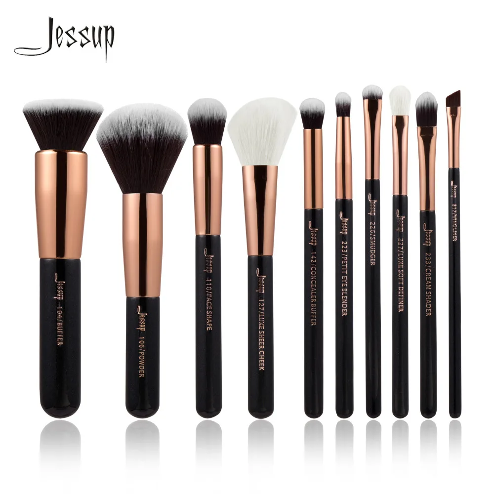 Jessup Brand Black Rose Gold Professional Makeup Brushes Set Make Up Brush Tools Kit Foundation Powder