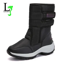 Женские зимние ботинки; водонепроницаемая обувь; женские повседневные парусиновые ботильоны на меху; теплые женские ботинки на плоской подошве размера плюс 42; Botines Mujer