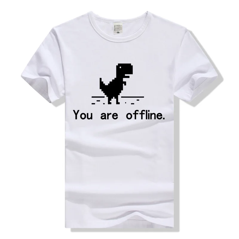 TEEWINING Pixel Динозавр Футболка это толпа Футболка мужская футболка Geek Tee You Are Offline - Цвет: White