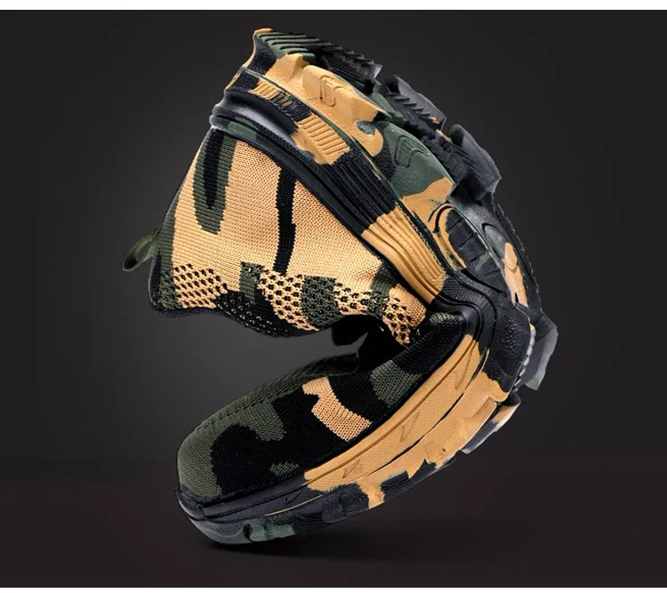 Men Safety Work Shoe Boots Fashion Camouflage Breathable Mesh Steel Toe Protective Shoes Labor Insurance Puncture Proof Shoes (2)