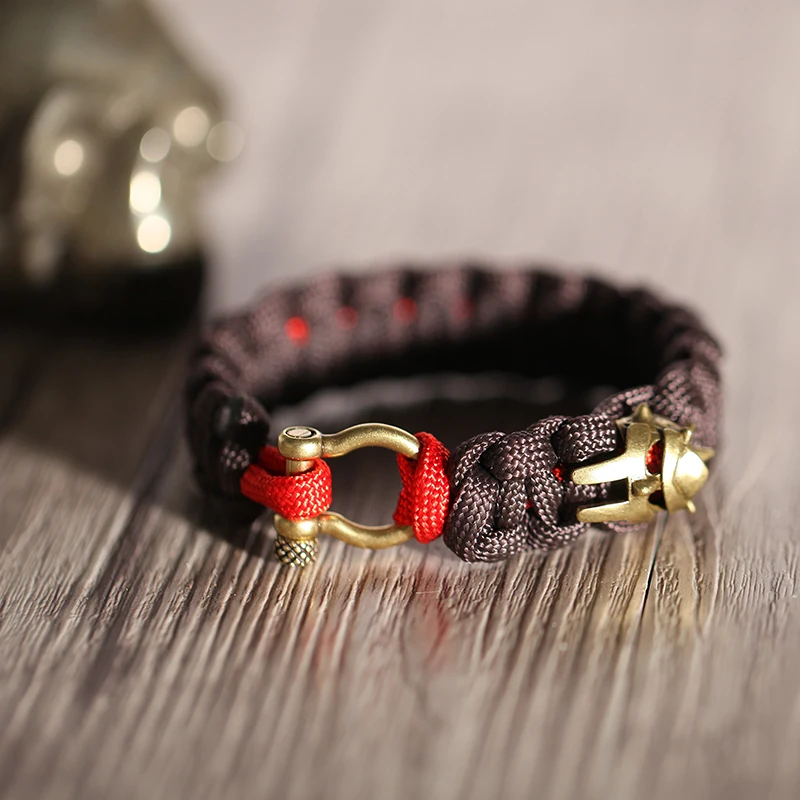 Mcllroy Nylon rope Weave bracelets D shape button Copper Mask Superman Men jewelry Vintage bracelet&bangle Punk accessories Boho