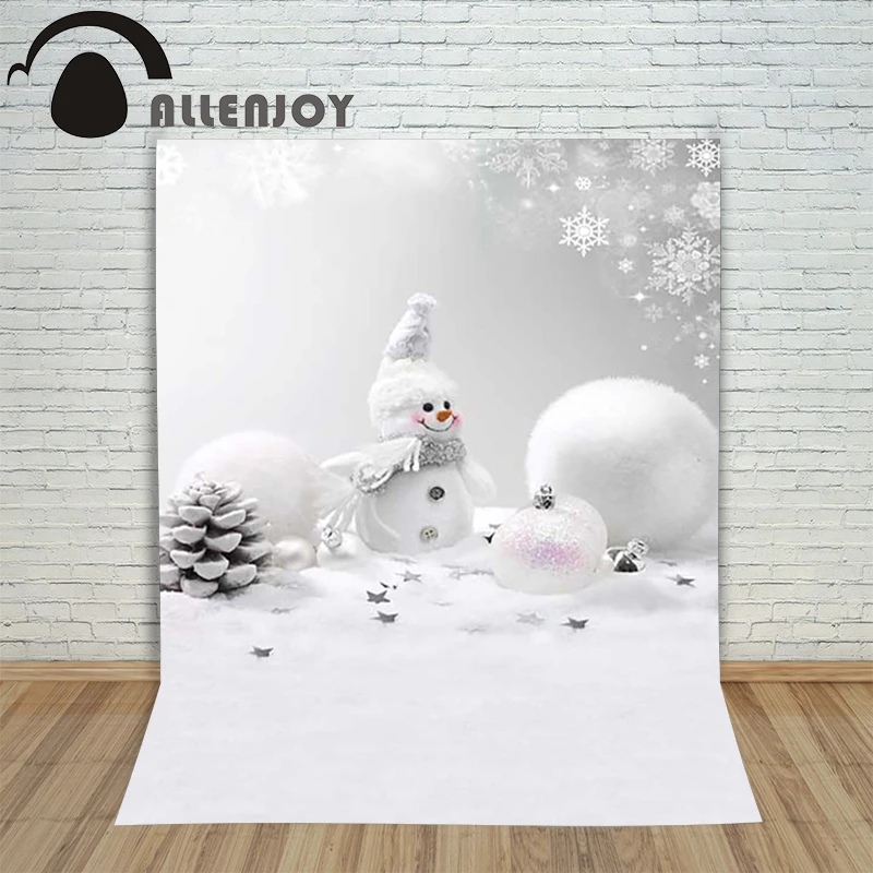 

Christmas background for photos Pure white snowman pine cones backdrop photography children's photo shoots Customize photocall