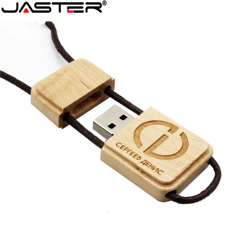 JASTER новый креативный деревянный usb с веревкой флэш накопитель 128 МБ 4 ГБ 8 16 32 64 Гб