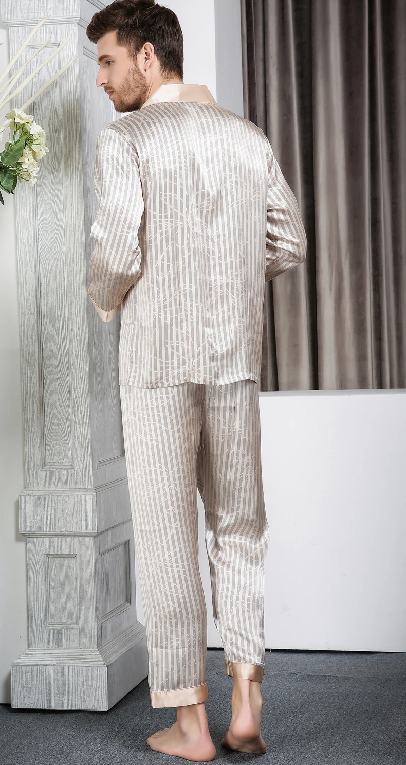 Бренд YIER, Мужская пижама из шелка с длинным рукавом, мужские пижамы, мужские комплекты одежды для сна, штаны, шелк, пижамный комплект, домашняя одежда