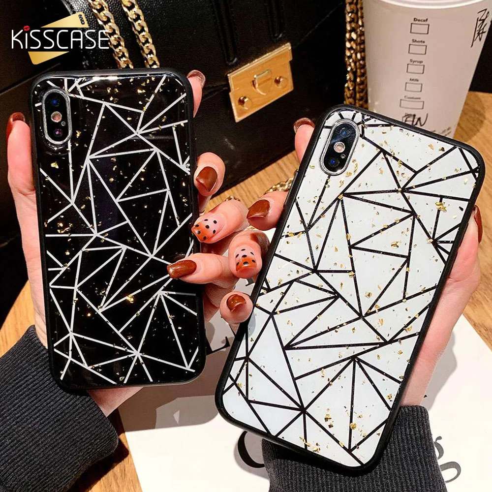 KISSCASE Fashion Triangle Epoxy Phone Case For iPhone 7 Plus X XS MAX XR TPU Hard Girly 8 6 6S Back Cover |