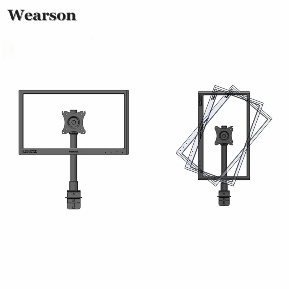 Wearson Single LCD Monitor Desk Mount Stand Height Adjustable Tilt 360 Swivel Thickened Steel VESA 75x75,100x100mm Fits 22,23,24,27,30,32 inch Monitor  (4)