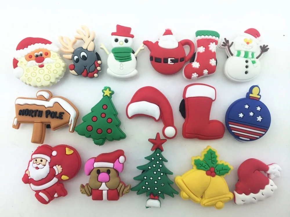 New 80pcs/lot Christmas Santa pvc shoe charms ,shoe accessories fit