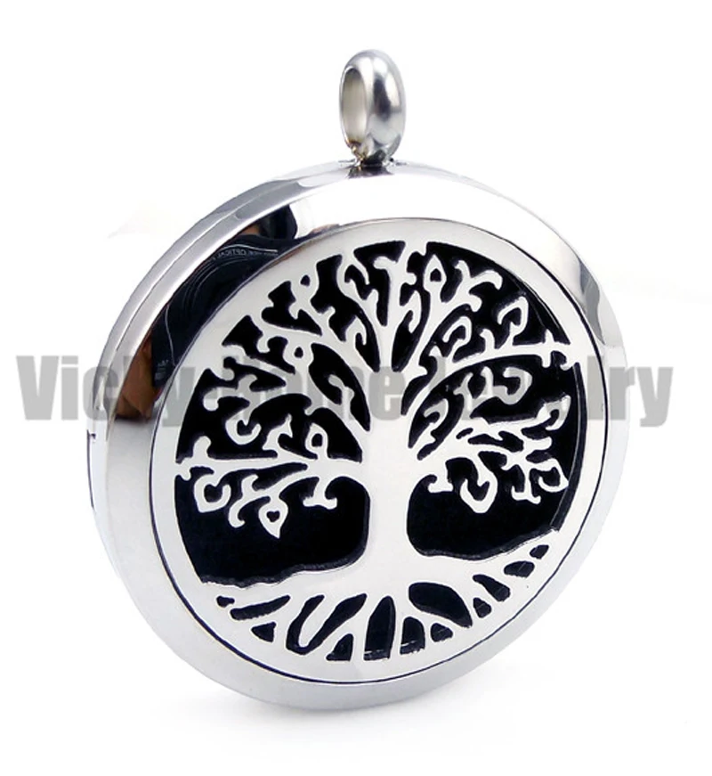 

With chain gift Tree Design (30mm) Essential Oils Diffuser Locket Aroma Free Pads Stainless Steel Diffuser Locket