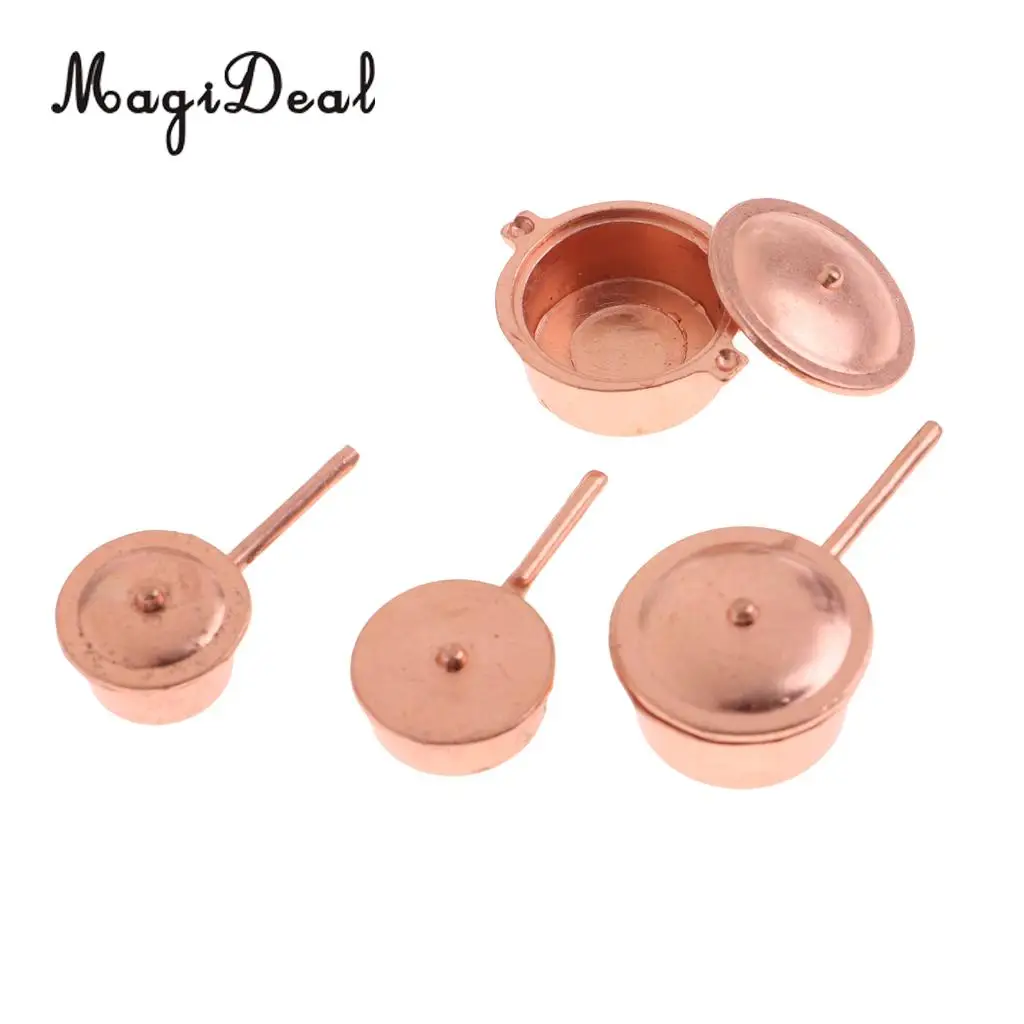 8Pcs 1:12 Scale Dollhouse Miniature Alloy Metal Pots Pants Set Kitchen Cookware Cooking Kit Accessory Children Toys