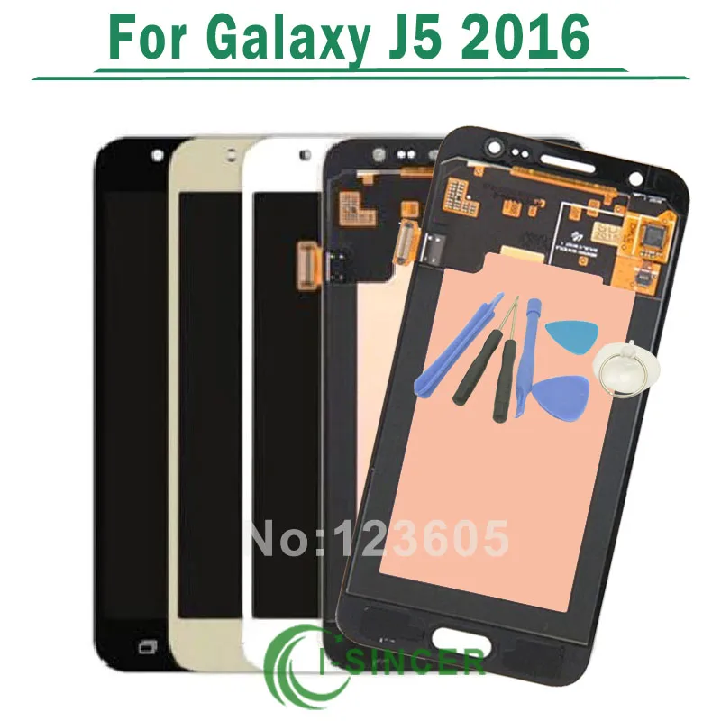 

For Samsung Galaxy J5 2016 J510f LCD Display Digitizer Touch Screen Assembly Gold Black White +Tools Free Shipping
