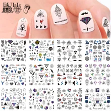 12 видов конструкций наклейка для водяного переноса изображения на ноготь черное ожерелье треугольные наклейки слайдер для маникюра украшения ногтей советы CHBN1129-1140