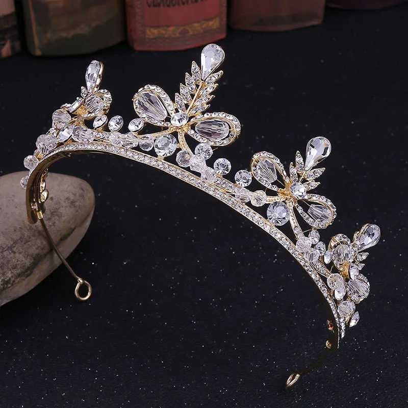 

FORSEVEN Korean Glitter Crystal Bridal Bride Tiara and Crowns Wedding Jewelry Headwear Tiaras for Women Girl Princess Queen