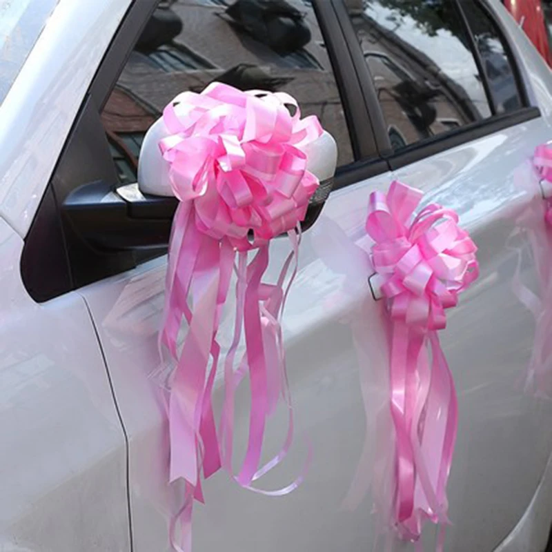 

6pcs Red Christmas Trendy Gift Packing Pull Bows Ribbons Decor Holiday Pull Flower Ribbons Wedding Car Decoration diy