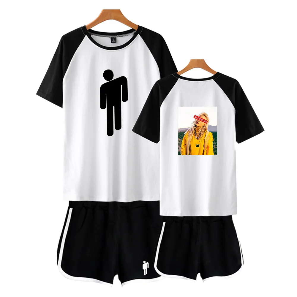 

Trendy explosion 3D ladies suit Billie eilish 3D printing sexy suit Fashion women's casual suit T-shirt+shorts new women suit