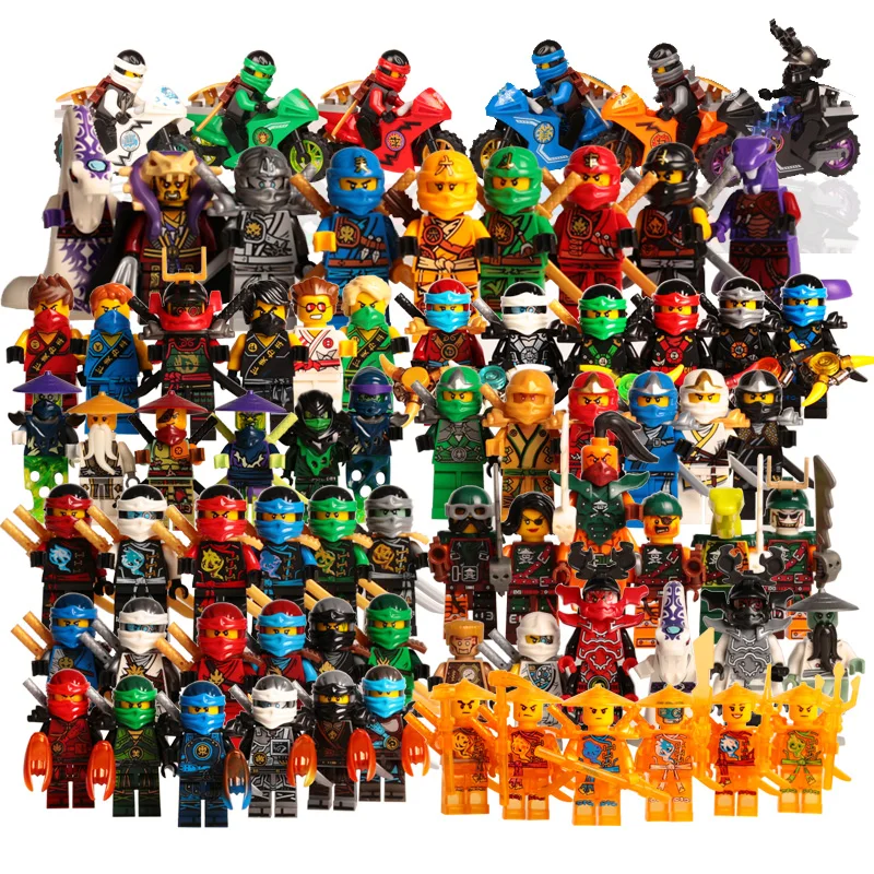 

Action Figure Toys LegoINGlys NinjagoINGlys Golden Ninja Heroes Minifigs With Motorcycle Skylor Lloyd ZX DIY Buliding Blocks