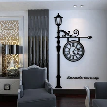 Классические часы в европейском стиле 3D настенные наклейки креативные теплые будильник 3D спальня черный акриловый самоклеящийся стикер на стену