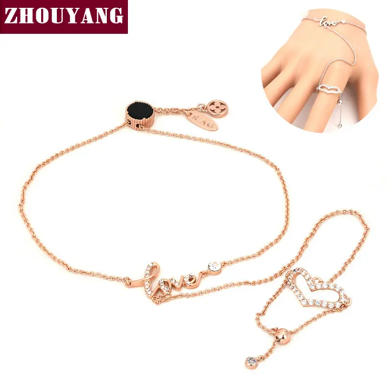

Top Quality Love Heart Rose Gold Color Bracelet Jewelry Genuine Austrian Crystal ZYH128
