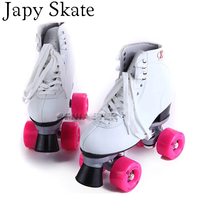 

Japy Skate 2016 New Double Roller Skates Two Line Roller Skate Patins Lady Patins Adulto White Adult 4 Wheels Skate Shoes