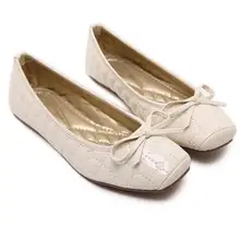 2016 new Womens Fashion Cute Sweet WomenSquare Toe Red Bottom Flats Shoes Butterfly Knot Lattice Plaid Red Sole Flats Shoes