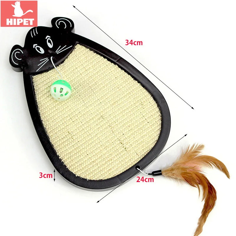 

HIPET Natural Sisal Cat Scratch Board Pad Kitten Claws Care Furniture Protect Scratching Mat With Bell Feather Pet Play Toys