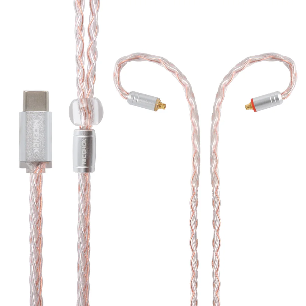 NICEHCK 8 Core Copper Silver Mixed Cable Upgrade TypeC/Type-C/3.5/2.5/4.4mm MMCX/2Pin For TRNV90 ZSX CCAC12 NICEHCK NX7 Pro/DB3