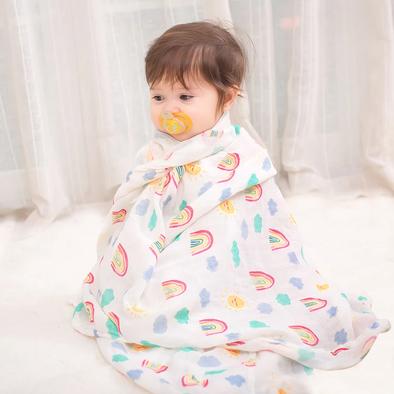 Детское одеяло для новорожденных, муслиновые пеленки, супер мягкое бамбуковое хлопковое Пеленальное белье для коляски, детское банное полотенце 120x120