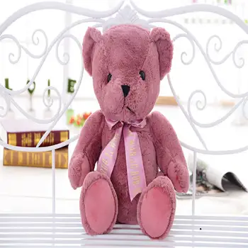 

Children Kids Plush Aniimals Toys Kawaii 25CM Joint Bowtie Teddy Bear Plush Toy Doll Stuffed Toy Wedding Gift Bouquet Decor Doll