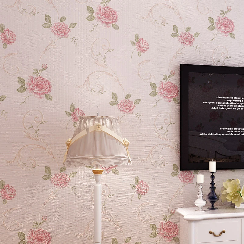 

Pastoral Style Non-woven Floral Wallpaper Wall Covering Restaurant Living Room Bedroom Background Wall Papers Home Decor Modern