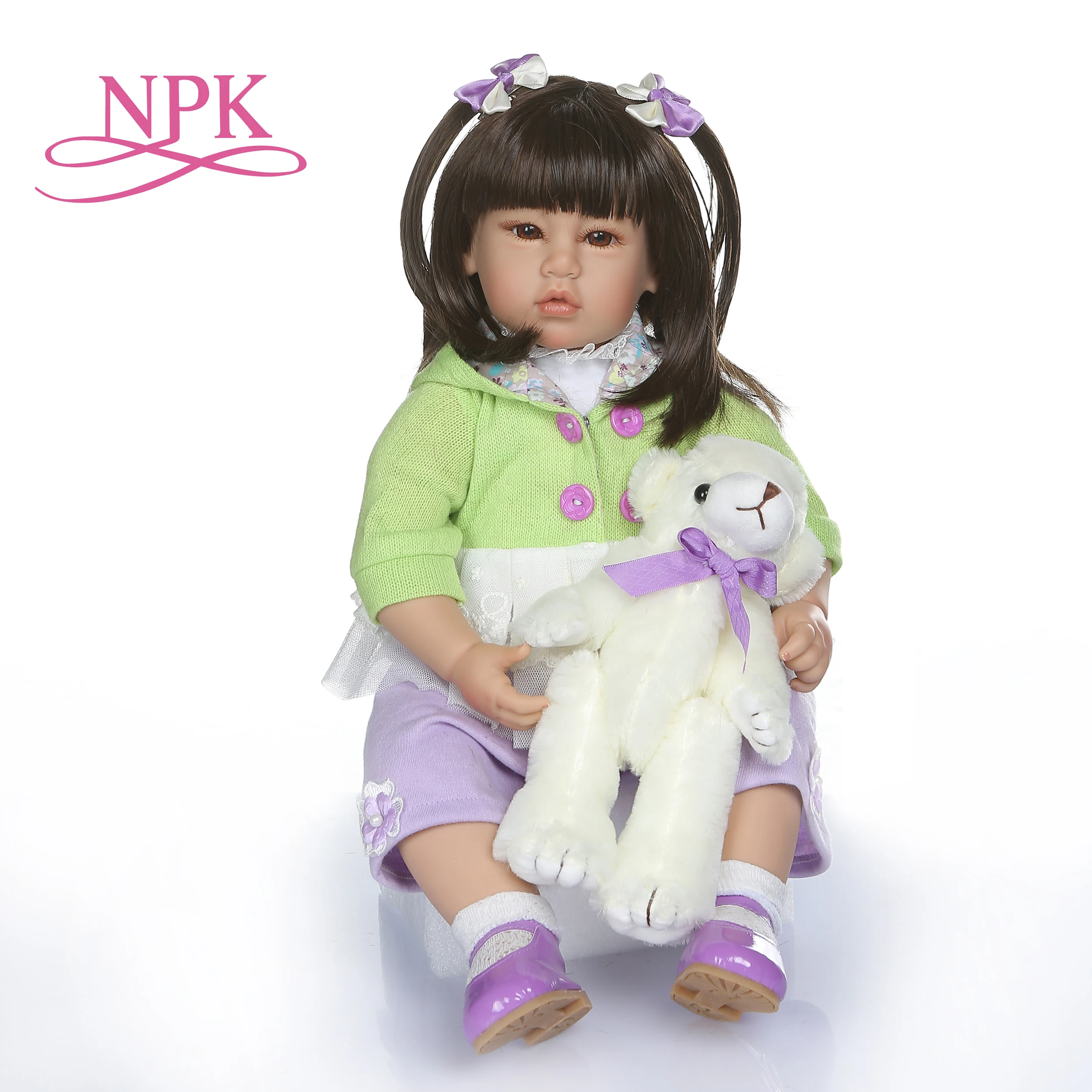 

50CM real baby size long straight hair princess reborn toddler girl doll Asian bebe doll realista toys for children brinquedos
