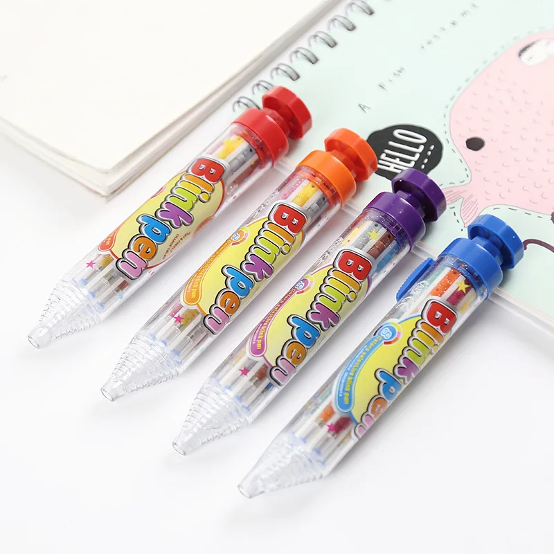 

Korean Stationery Creative Multicolor Press ballpoint pen 8 color refills pen students writing art mark pen school office supply