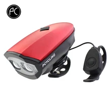 PCycling Bicycle Light USB Rechargeable Cycling Horn IPX5 Waterproof Electronic Handlebar 140db Bell with 2 T6 LED Light Alarm