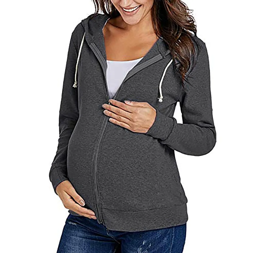 TELOTUNY Материнство с капюшоном для беременных молния однотонная Толстовка-Кенгурушка с капюшоном пуловер для беременных кормящих детей Грудное вскармливание одежда 925