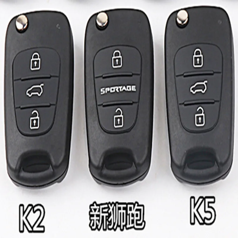 

DAKATU 3 Buttons Flip Folding Remote Car Key Shell For Kia K2 K5 New Sportage Replacement Fob Case Cover