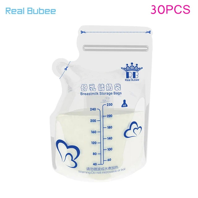 Real Bubee 30 Pcs 250 ML Baby Food Breast Milk Storage Bags PBA Free Safe Bag for Baby BM88