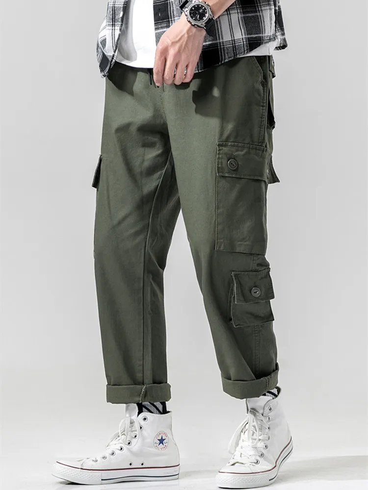 

EL BARCO Summer Cotton Men Harem Cargo Pants Black Khaki Hip Hop Male Trousers Army Green Pockets Steerwear Casual Joggers