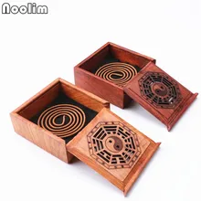 Ручная деревянная спиральный ладан горелка с огнеупорным хлопком Ручной Работы Прозрачная накидка китайский антикварный восемь диаграм деревянный курильщик
