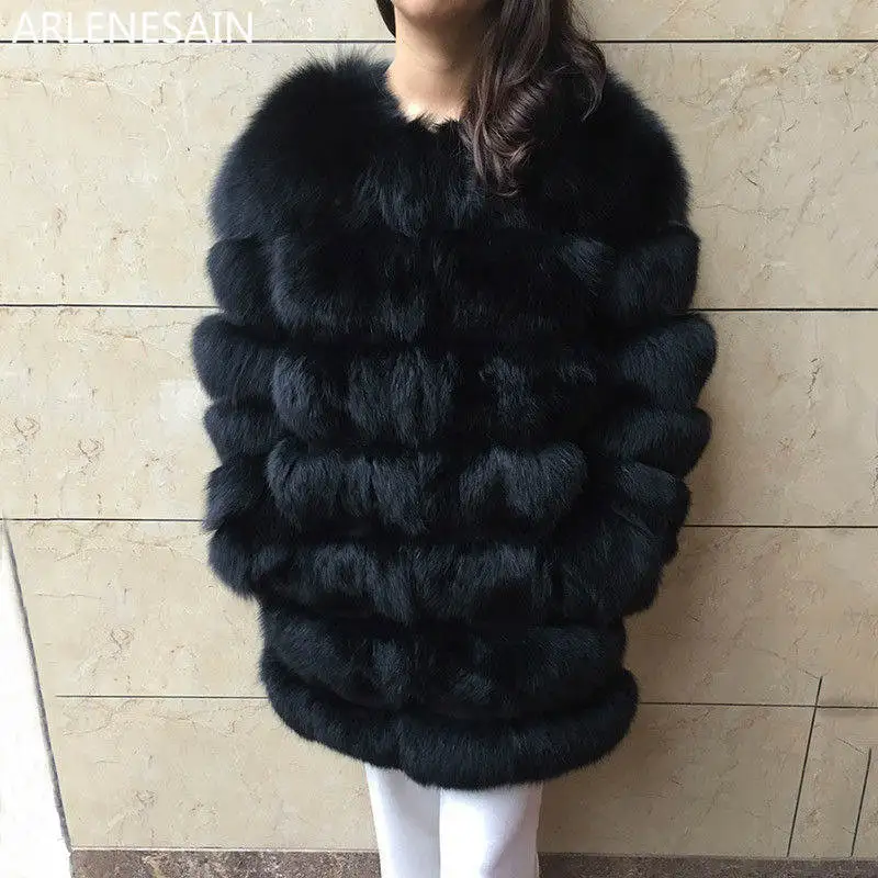 

Arlenesain custom Women Winter Warm Thick Real Fox Fur Coat Fashion Jacket New Arrival
