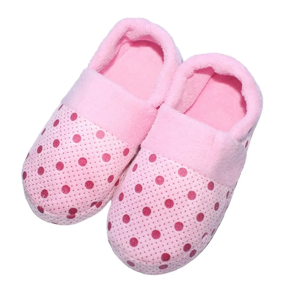 

Winter Warm Home Floor Slippers Women&Men shoes Soft Sole Non-slip Ladies Indoor Slippers Dots Cotton-Padded Lovely Pantufasnew