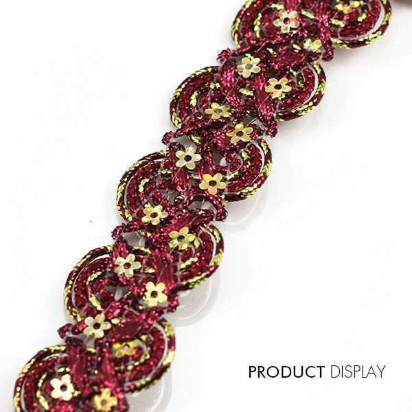 RED MAROON SEQUIN RIBBON TRIM 