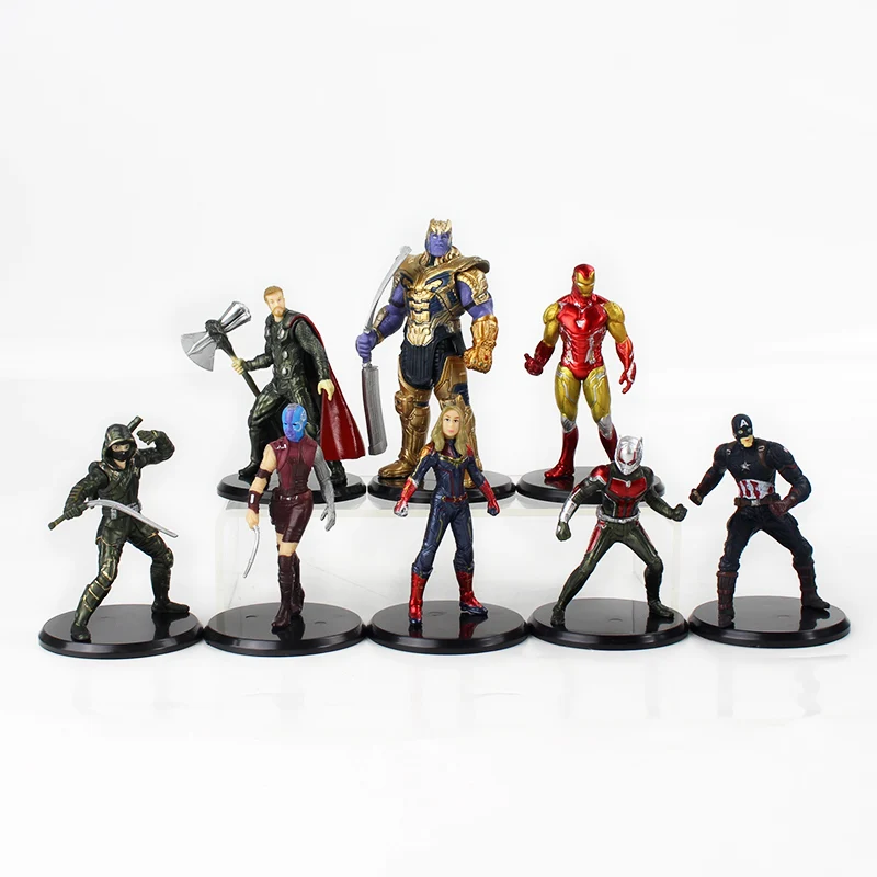 8pcs/lot Infinity War Avengers Action Figures Thanos Iron Man Thor Captain America Carol Antman Nebula Model Toys