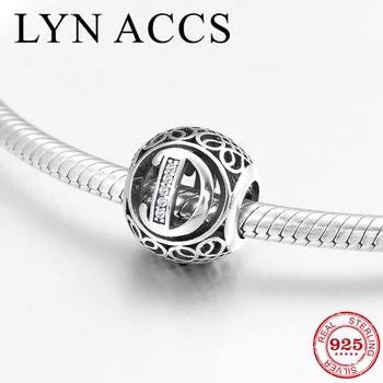 

DIY gift Clear CZ fashion 925 Sterling Silver Beads Hollow Letter D Fit Original Pandora Charm Bracelets Necklace Jewelry making