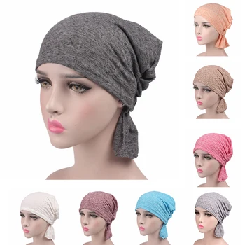 

Women India Hat Muslim Cotton Cancer Chemo Hat Beanie Scarf Turban Head Wrap Cap Casual Cotton Blend comfortable Soft mat